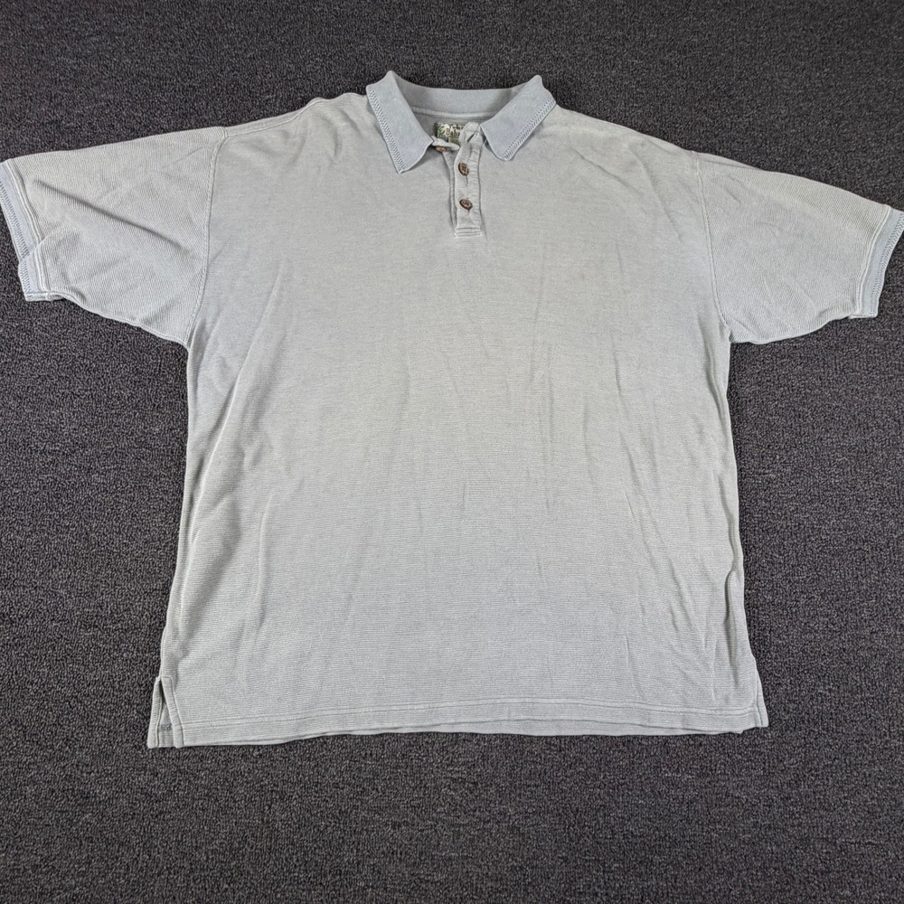 Tommy Bahama Polo Mens L T2219 Light Blue Ribbed Silk Blend Short Sleeve EUC